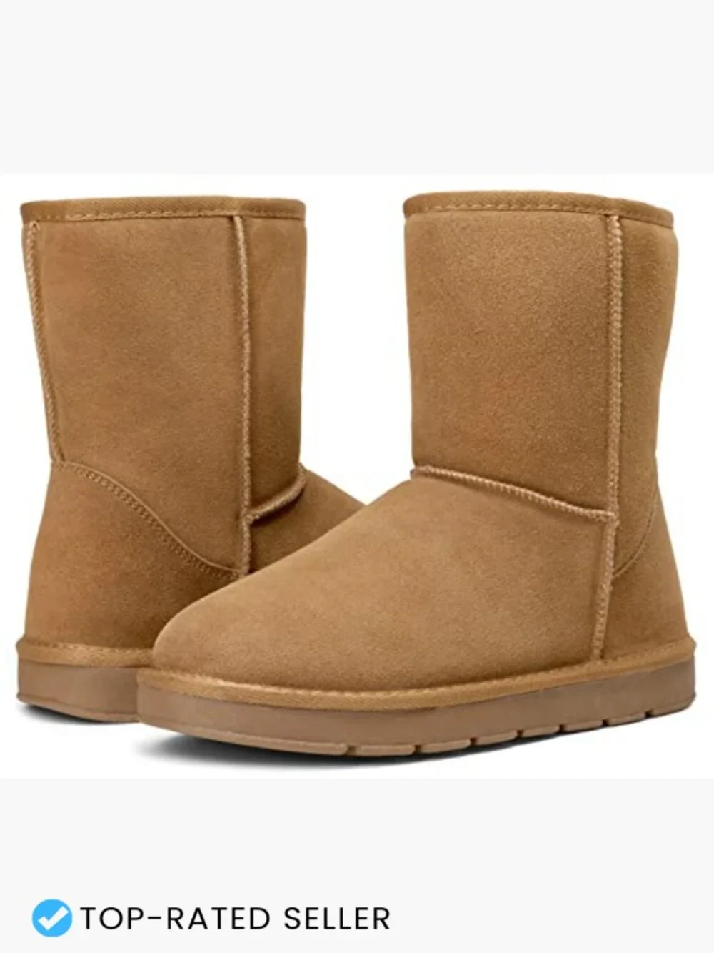 Faux Fur Lined Suede Snow Boots Men's Winter Mid-Calf Slip-On Water Resistant